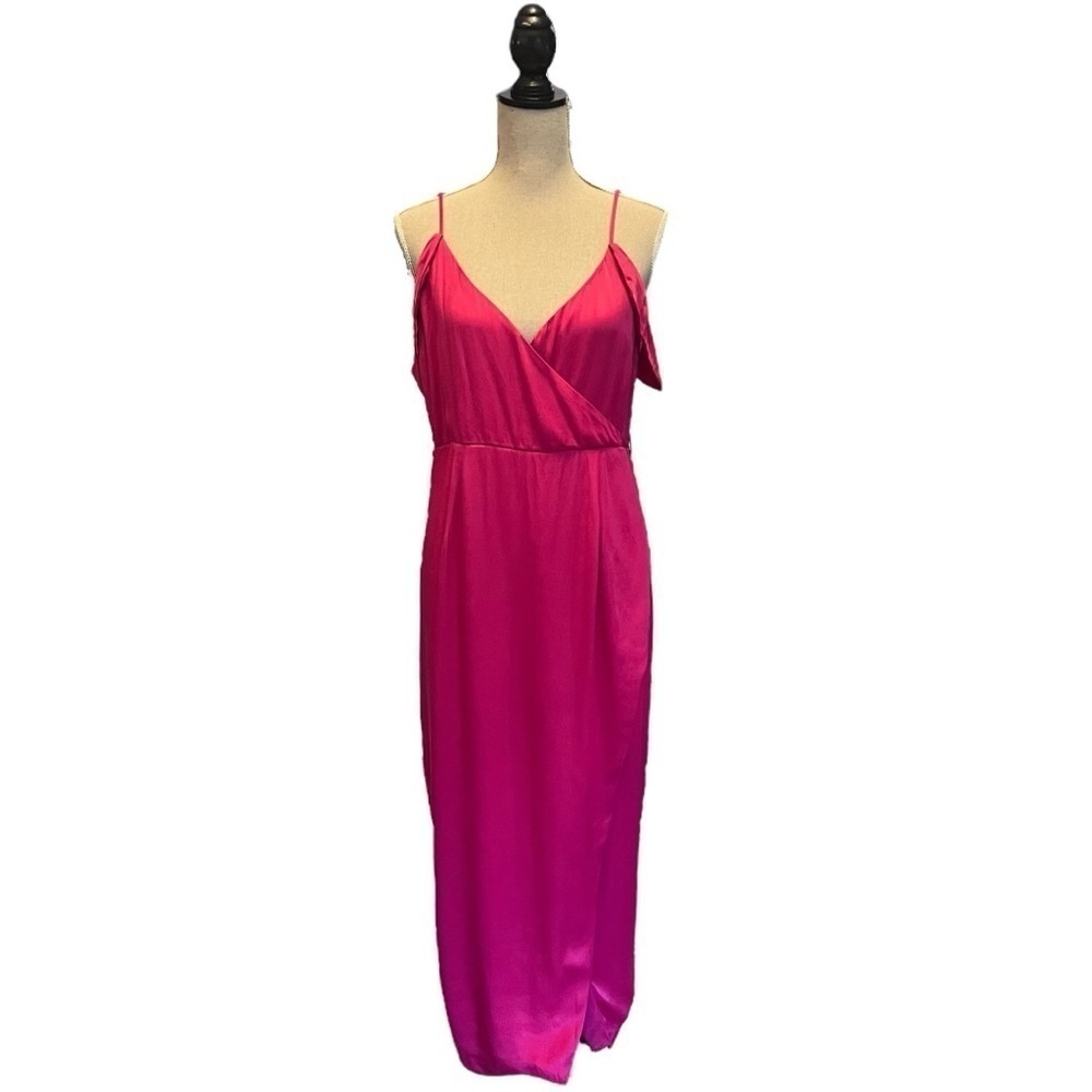 Bardot Leah Satin Off-The-Shoulder Maxi Wrap Dress - Picture 2 of 15